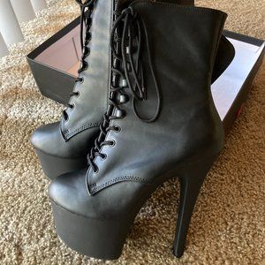 Pleaser Aspire 1020 Black Faux Leather/Black